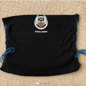 Raw cut Harley Davidson "tube top" with tie up
side